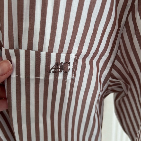 Active After Coffee Brown Stripe Button Down Men’s Shirt Size Small NWT - Picture 4 of 9